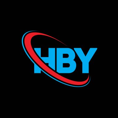 HBY logosu. Hby mektubu. HBY mektup logosu tasarımı. Çember ve büyük harfli monogram logosuyla HBY logosunun baş harfleri. Teknoloji, iş ve emlak markası için HBY tipografisi.