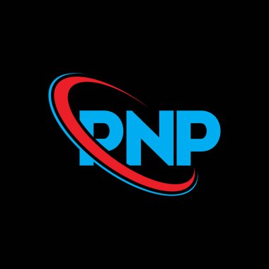 PNP logosu. PNP mektubu. PNP harf logosu tasarımı. Çember ve büyük harfli monogram logosuna bağlı PNP logosu. Teknoloji, iş ve emlak markası için PNP tipografisi.