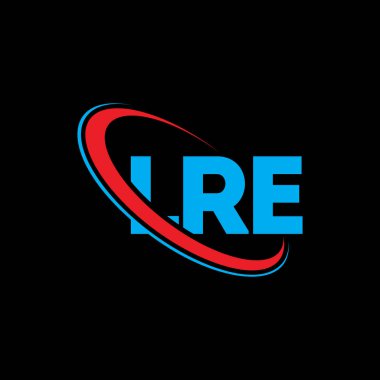 LRE logosu. LRE mektubu. LRE harf logosu tasarımı. Çember ve büyük harfli monogram logosuna bağlı ilk LRE logosu. Teknoloji, iş ve emlak markası için LRE tipografisi.