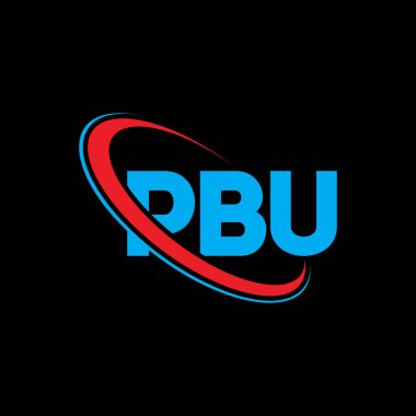 PBU logosu. PBU mektubu. PBU harf logosu tasarımı. Çember ve büyük harfli monogram logosuyla birleştirilmiş PBU logosu. Teknoloji, iş ve emlak markası için PBU tipografisi.