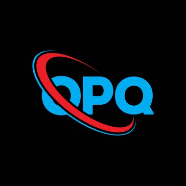 OPQ logosu. OPQ mektubu. OPQ harf logosu tasarımı. Çember ve büyük harfli monogram logosuna bağlı OPQ logosu. Teknoloji, iş ve emlak markası için OPQ tipografisi.