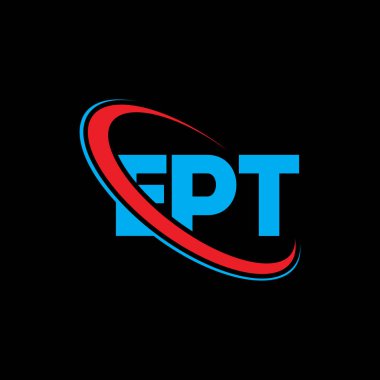 EPT logosu. EPT mektubu. EPT harf logosu tasarımı. Çember ve büyük harfli monogram logosuna bağlı baş harfler EPT logosu. Teknoloji, iş ve emlak markası için EPT tipografisi.