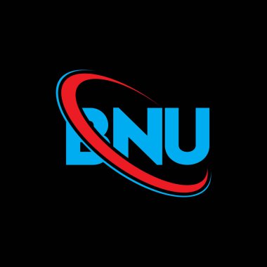 BNU logosu. BNU mektubu. BNU mektup logosu tasarımı. Çember ve büyük harfli monogram logosuyla birleştirilmiş BNU logosu. Teknoloji, iş ve emlak markası için BNU tipografisi.