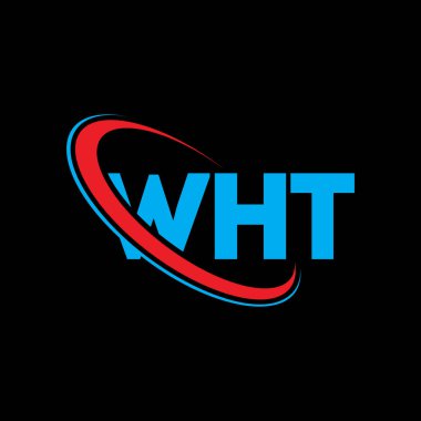 Hangi logo. Ne mektubu? Harf logosu tasarımı. Çember ve büyük harfli monogram logosuna bağlı WHT logosu. WHT teknoloji, iş ve gayrimenkul markası tipografisi.