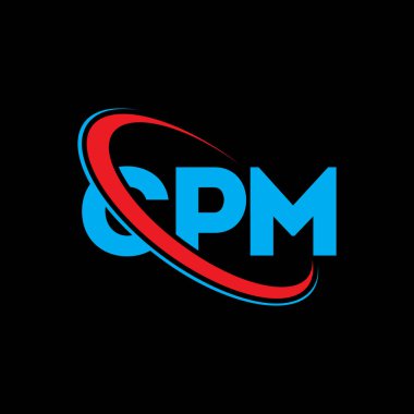 CPM logosu. CPM mektubu. CPM mektup logosu tasarımı. Çember ve büyük harfli monogram logosuna bağlı CPM logosu. Teknoloji, iş ve emlak markası için CPM tipografisi.