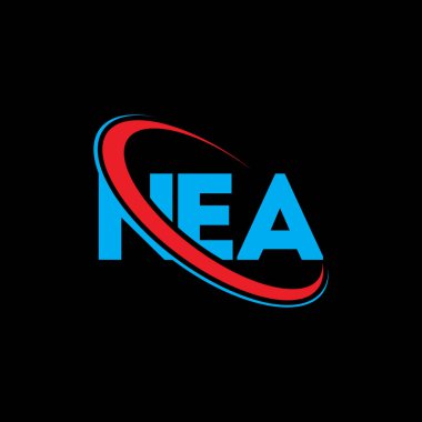 NEA logosu. NEA mektubu. NEA mektup logosu tasarımı. Çember ve büyük harfli monogram logosuna bağlı baş harfler NEA logosu. Teknoloji, iş ve emlak markası için NEA tipografisi.
