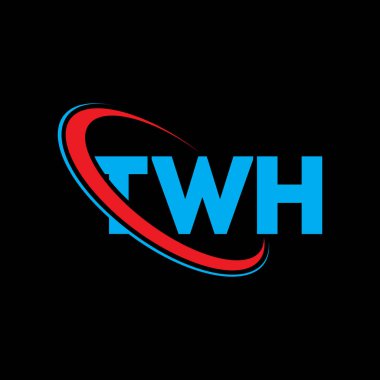 TWH logosu. İki harfli. TWH harf logosu tasarımı. Çember ve büyük harfli monogram logosuna bağlı TWH logosu. Teknoloji, iş ve emlak markası için TWH tipografisi.