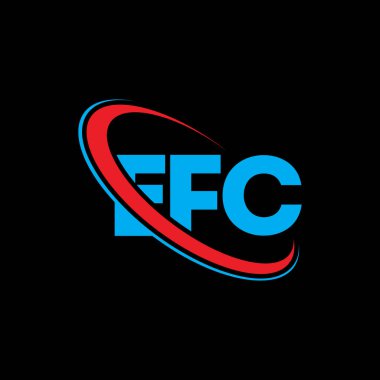 EFC logosu. EFC mektubu. EFC mektup logosu tasarımı. Çember ve büyük harfli monogram logosuna bağlı baş harfler EFC logosu. Teknoloji, iş ve emlak markası için EFC tipografisi.