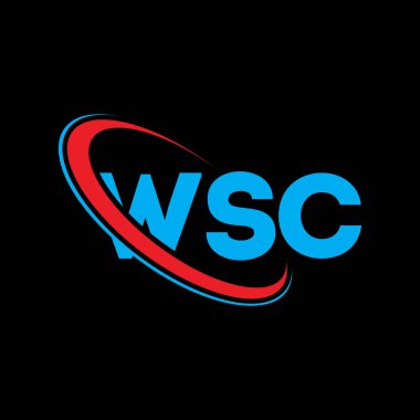 WSC logosu. WSC mektubu. WSC harf logosu tasarımı. Çember ve büyük harfli monogram logosuna bağlı WSC logosu. Teknoloji, iş ve emlak markası için WSC tipografisi.