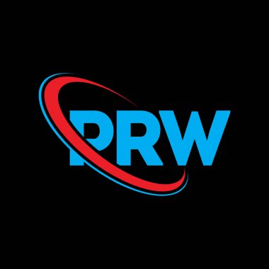 PRW logosu. PRW mektubu. PRW harf logosu tasarımı. Çember ve büyük harfli monogram logosuyla birleştirilmiş PRW logosu. Teknoloji, iş ve emlak markası için PRW tipografisi.