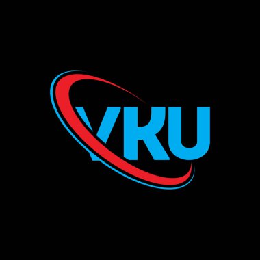 VKU logosu. VKU mektubu. VKU mektup logosu tasarımı. Çember ve büyük harfli monogram logosuna bağlı VKU logosu. Teknoloji, iş ve emlak markası için VKU tipografisi.