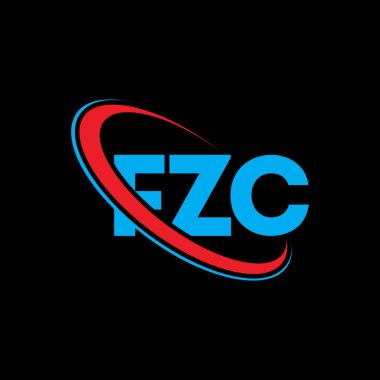 FZC logosu. FZC mektubu. FZC harf logosu tasarımı. Çember ve büyük harfli monogram logosuna bağlı baş harfler FZC logosu. Teknoloji, iş ve emlak markası için FZC tipografisi.
