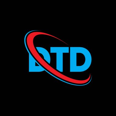 DTD logosu. DTD mektubu. DTD mektup logosu tasarımı. Çember ve büyük harfli monogram logosuna bağlı DTD logosu. Teknoloji, iş ve emlak markası için DTD tipografisi.