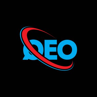QEO logosu. QEO mektubu. QEO harf logosu tasarımı. Çember ve büyük harfli monogram logosuna bağlı baş harfler QEO logosu. Teknoloji, iş ve emlak markası için QEO tipografisi.