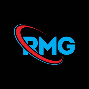 RMG logosu. RMG harfi. RMG harfli logo tasarımı. Çember ve büyük harfli monogram logosuna bağlı RMG logosu. Teknoloji, iş ve emlak markası için RMG tipografisi.