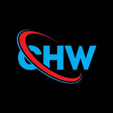 CHW logosu. Mektup. CHW harf logosu tasarımı. Çember ve büyük harfli monogram logosuyla birleştirilmiş CHW logosu. Teknoloji, iş ve emlak markası için CHW tipografisi.