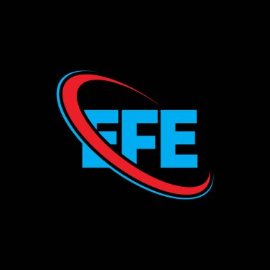 EFE logosu. EFE mektubu. EFE mektup logosu tasarımı. Çember ve büyük harfli monogram logosuyla EFE logosunun baş harfleri. Teknoloji, iş ve emlak markası için EFE tipografisi.