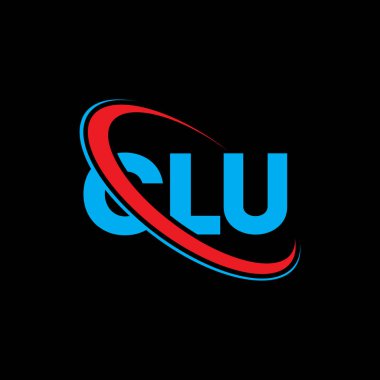 CLU logosu. CLU mektubu. CLU harf logosu tasarımı. Çember ve büyük harfli monogram logosuyla birleştirilmiş CLU logosu. Teknoloji, iş ve emlak markası için CLU tipografisi.