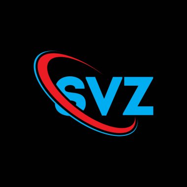 SVZ logosu. SVZ harfi. SVZ harf logosu tasarımı. Çember ve büyük harfli monogram logosuna bağlı baş harfler SVZ logosu. Teknoloji, iş ve emlak markası için SVZ tipografisi.