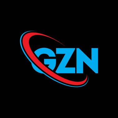 GZN logosu. GZN mektubu. GZN harf logosu tasarımı. Çember ve büyük harfli monogram logosuyla birleştirilmiş GZN logosu. Teknoloji, iş ve emlak markası için GZN tipografisi.