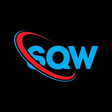 SQW logosu. SQW harfi. SQW harf logosu tasarımı. Çember ve büyük harfli monogram logosuyla birleştirilmiş SQW logosu. Teknoloji, iş ve emlak markası için SQW tipografisi.