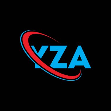 YZA logosu. YZA mektubu. YZA harf logosu tasarımı. Çember ve büyük harfli monogram logosuna bağlı baş harfler YZA logosu. Teknoloji, iş ve emlak markası için YZA tipografisi.