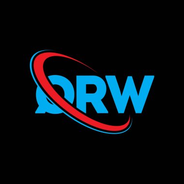 QRW logosu. QRW mektubu. QRW harf logosu tasarımı. Çember ve büyük harfli monogram logosuyla birleştirilmiş QRW logosu. Teknoloji, iş ve emlak markası için QRW tipografisi.