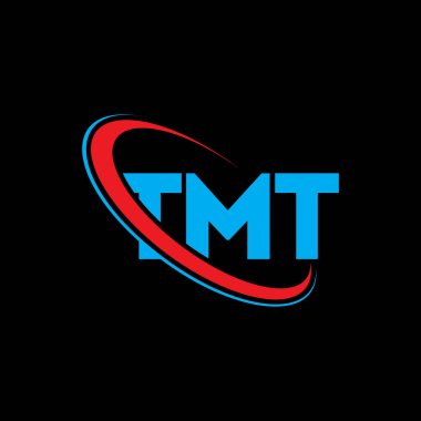 TMT logosu. TMT mektubu. TMT mektup logosu tasarımı. Çember ve büyük harfli monogram logosuna bağlı TMT logosu. Teknoloji, iş ve emlak markası için TMT tipografisi.