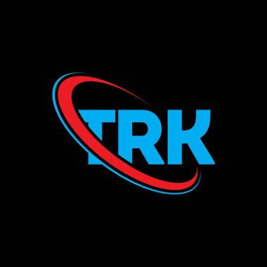 TRK logosu. TRK mektubu. TRK mektup logosu tasarımı. Çember ve büyük harfli monogram logosuna bağlı TRK logosu. Teknoloji, iş ve emlak markası için TRK tipografisi.
