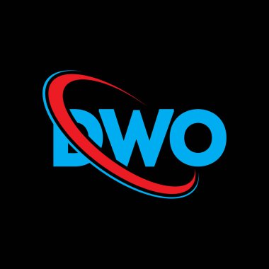 DWO logosu. DWO mektubu. DWO harf logosu tasarımı. Çember ve büyük harfli monogram logosuna bağlı baş harfler. Teknoloji, iş ve emlak markası için DWO tipografisi.