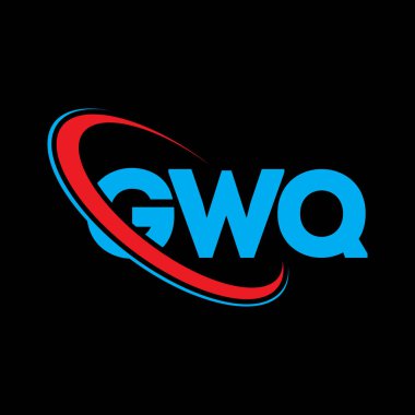 GWQ logosu. GWQ harfi. GWQ harfli logo tasarımı. Çember ve büyük harfli monogram logosuyla birleştirilmiş GWQ logosu. Teknoloji, iş ve emlak markası için GWQ tipografisi.