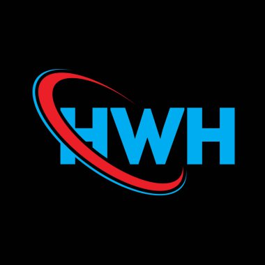 HWH logosu. HWH mektubu. HWH harf logosu tasarımı. Çember ve büyük harfli monogram logosuna bağlı HWH logosu. Teknoloji, iş ve emlak markası için HWH tipografisi.