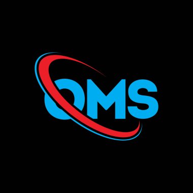 OMS logosu. OMS mektubu. OMS mektup logosu tasarımı. Çember ve büyük harfli monogram logosuna bağlı ilk OMS logosu. Teknoloji, iş ve emlak markası için OMS tipografisi.