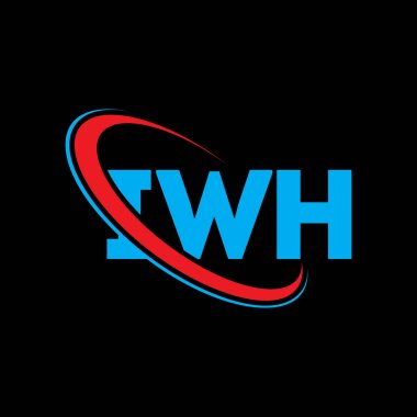 IWH logosu. IWH mektubu. IWH mektup logosu tasarımı. Çember ve büyük harfli monogram logosuna bağlı baş harfler IWH logosu. Teknoloji, iş ve emlak markası için IWH tipografisi.