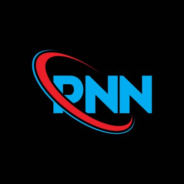 PNN logosu. PNN mektubu. PNN harf logosu tasarımı. Çember ve büyük harfli monogram logosuna bağlı baş harfler. Teknoloji, iş ve emlak markası için PNN tipografisi.
