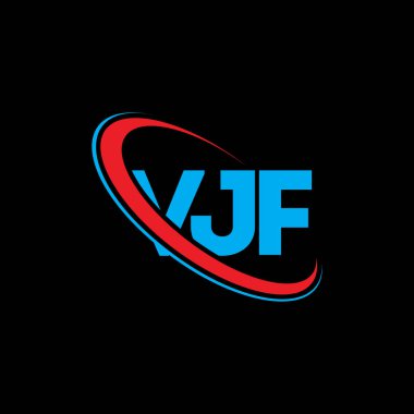 VJF logosu. VJF mektubu. VJF mektup logosu tasarımı. Çember ve büyük harfli monogram logosuna bağlı baş harfler VJF logosu. Teknoloji, iş ve emlak markası için VJF tipografisi.