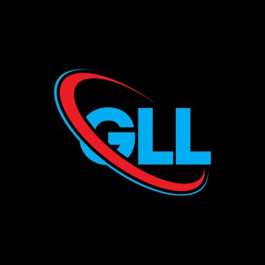 GLL logosu. GLL mektubu. GLL harf logosu tasarımı. Çember ve büyük harfli monogram logosuna bağlı GLL logosu. Teknoloji, iş ve emlak markası için GLL tipografisi.