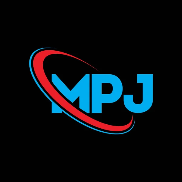 Mpjロゴ Mpjの手紙 Mpjレターロゴデザイン 初期のMpjロゴはサークルロゴと大文字のモノグラムロゴにリンクされています テクノロジー ビジネス 不動産ブランドのためのMpjタイポグラフィ — ストックベクタ