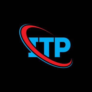 ITP logosu. ITP mektubu. ITP mektup logosu tasarımı. Çember ve büyük harfli monogram logosuna bağlı ilk ITP logosu. Teknoloji, iş ve emlak markası için ITP tipografisi.