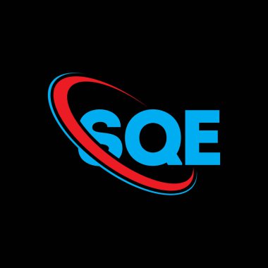 SQE logosu. SQE harfi. SQE harf logosu tasarımı. Çember ve büyük harfli monogram logosuna bağlı SQE logosu. Teknoloji, iş ve emlak markası için SQE tipografisi.