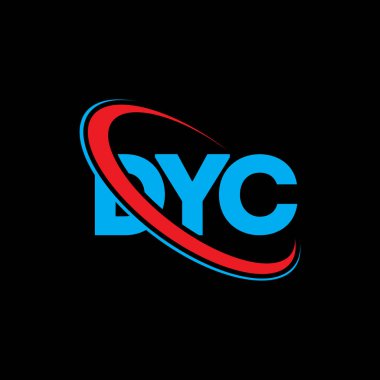 DYC logosu. DYC mektubu. DYC mektup logosu tasarımı. Daire ve büyük harfli monogram logosuna bağlı DYC logosu. Teknoloji, iş ve emlak markası için DYC tipografisi.