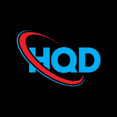 HQD logosu. HQD mektubu. HQD harf logosu tasarımı. Çember ve büyük harfli monogram logosuna bağlı HQD logosu. Teknoloji, iş ve emlak markası için HQD tipografisi.