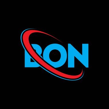 Afiyet olsun. Afiyet olsun. BON harfli logo tasarımı. Çember ve büyük harfli monogram logosuna bağlı BON logosu. Teknoloji, iş ve emlak markası için BON tipografisi.