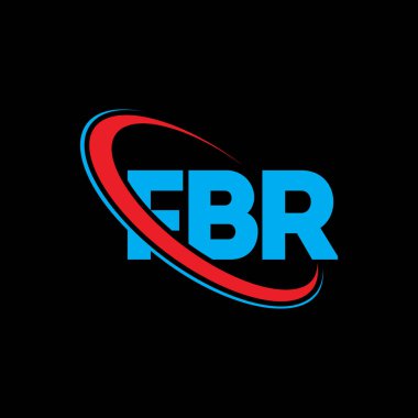 FBR logosu. FBR mektubu. FBR harf logosu tasarımı. Çember ve büyük harfli monogram logosuna bağlı FBR logosu. Teknoloji, iş ve emlak markası için FBR tipografisi.