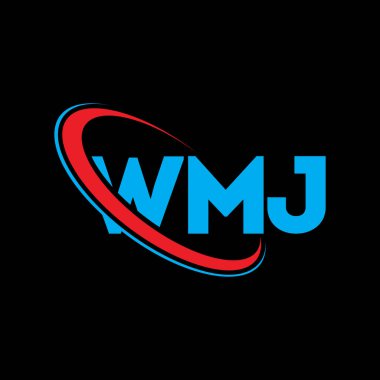 WMJ logosu. WMJ mektubu. WMJ harf logosu tasarımı. Çember ve büyük harfli monogram logosuna bağlı WMJ logosu. Teknoloji, iş ve emlak markası için WMJ tipografisi.