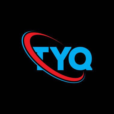 TYQ logosu. TYQ mektubu. TYQ harf logosu tasarımı. Çember ve büyük harfli monogram logosuna bağlı baş harfler TYQ logosu. Teknoloji, iş ve emlak markası için TYQ tipografisi.