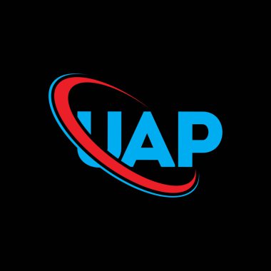 UAP logosu. UAP mektubu. UAP harf logosu tasarımı. Çember ve büyük harfli monogram logosuna bağlı baş harfler UAP logosu. Teknoloji, iş ve emlak markası için UAP tipografisi.