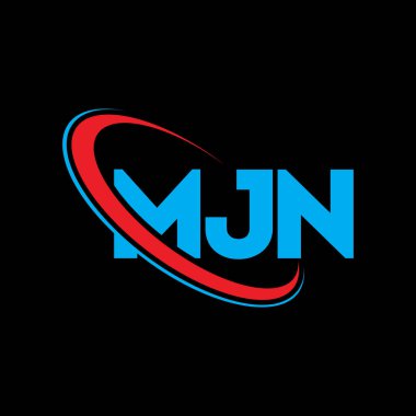 MJN logosu. MJN mektubu. MJN harf logosu tasarımı. Çember ve büyük harfli monogram logosuyla MJN logosunun baş harfleri. Teknoloji, iş ve emlak markası için MJN tipografisi.