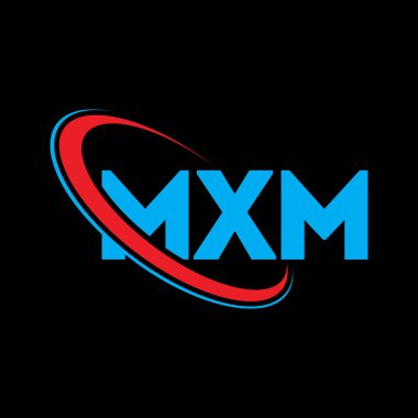 MXM logosu. MXM mektubu. MXM harf logosu tasarımı. Çember ve büyük harfli monogram logosuna bağlı baş harfler MXM logosu. Teknoloji, iş ve emlak markası için MXM tipografisi.