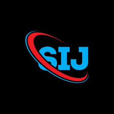 SIJ logosu. SIJ mektubu. SIJ harfli logo tasarımı. Çember ve büyük harfli monogram logosuyla birleştirilmiş SIJ logosu. Teknoloji, iş ve emlak markası için SIJ tipografisi.